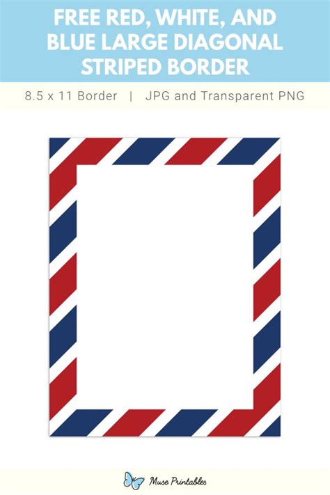 Red White and Blue Large Diagonal Striped Page Border | Red and white ...