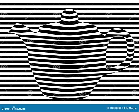 Stripe Shape Black and White - Coffee Pot - Optical Illusion Stock ...