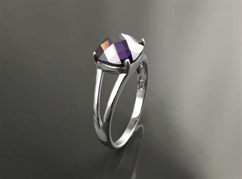 Purple Stone Ring, Sterling Silver, Purple Color Stone (CZ), Modern ...