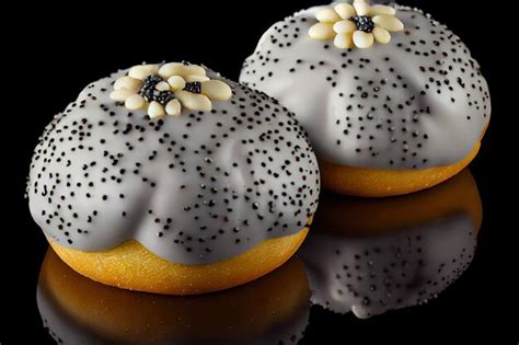 Premium AI Image | Golden delicious poppy seed buns with white glaze