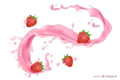 Strawberry Juice Splash Illustration #AD , #AFFILIATE, #AFFILIATE, # ...