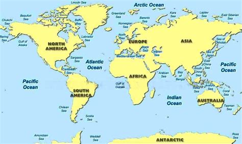 World Map Oceans And Seas