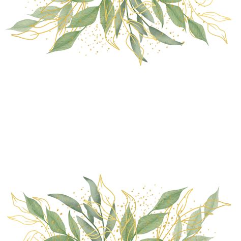 Floral Border For Wedding With Green And Gold Leaves, Floral, Wedding ...