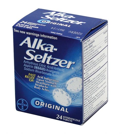 ALKA-SELTZER, Unflavored, 24 Individual Doses, Alka-Seltzer - 14N922 ...