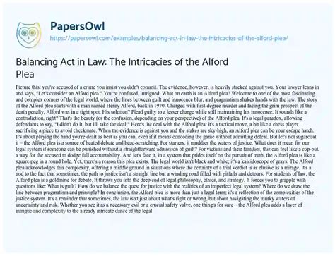 Balancing Act in Law: The Intricacies of the Alford Plea - Free Essay ...