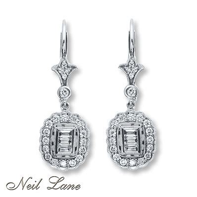 Kay Jewelers Diamond Earrings 3/4 carat tw 14K White Gold- Diamond Earrings