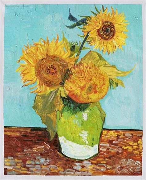 Three Sunflowers in a Vase Vincent van Gogh hand-painted oil | Etsy