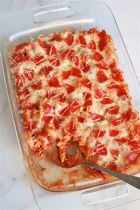 Pepperoni Pizza Pasta Bake (Easy Pizza Casserole) - Kindly Unspoken