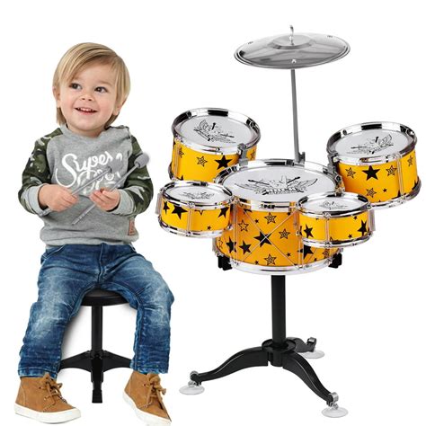 Kids Children Jazz Drum Set 5PCS Drums Vibration Electronic Effects ...