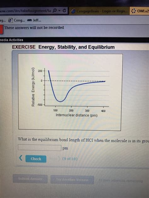 Solved: What Is The Equilibrium Bond Length Of Hcl When Th... | Chegg.com