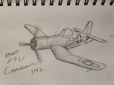 A drawing I did of a Vought F4U Corsair. : r/Warthunder