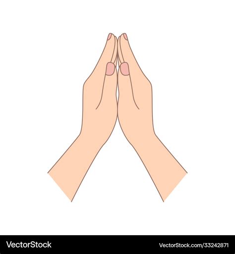 Two hands in praying position Royalty Free Vector Image