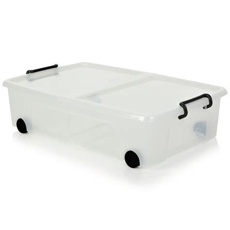 Under Bed Plastic Storage Boxes with Lids and Wheels Large 35 Litre