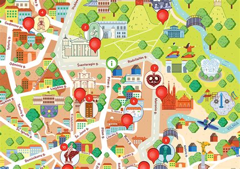 Illustrated map of Vilnius old town on Behance