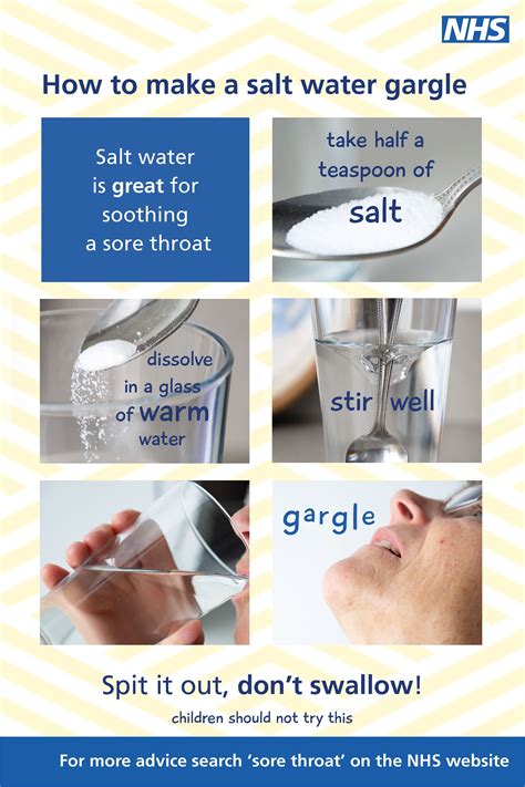 Warm salt water for sore throat