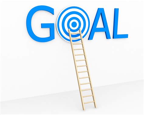 Goal With Target And Ladder Stock Photo | PowerPoint Design Template ...