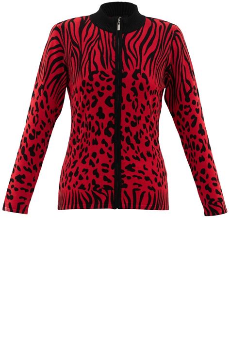 Marble Red & Black Animal Print Cardigan - Cardigans from Shirt Sleeves UK