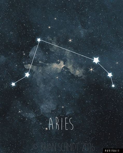 Aries Constellation Art Print, Stars Room Decor, Zodiac Wall Art, Night ...