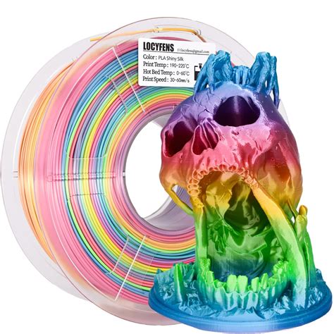 LOCYFENS Silk PLA Filament Multicolor, 3D Printer Filament Rainbow PLA ...