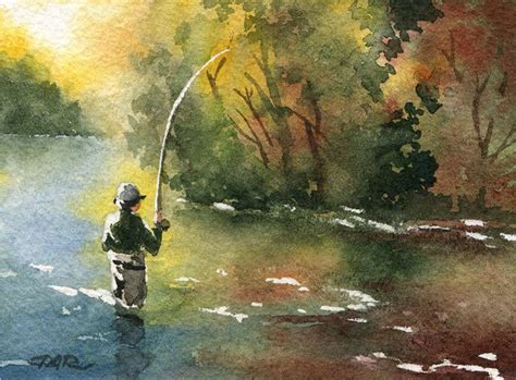 Fly Fishing Art Print perfect Drift Watercolor Painting Angling Art by ...