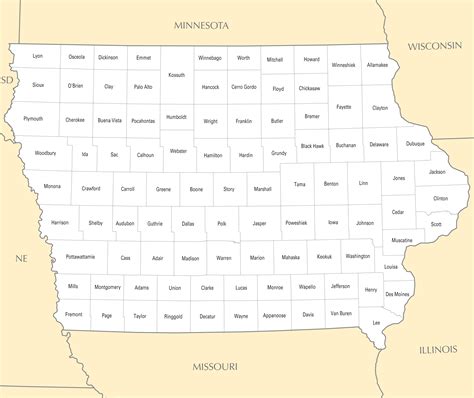 Iowa County Map Printable - Printable Word Searches