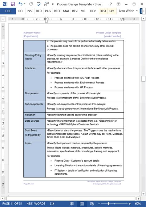 Process Narrative Template