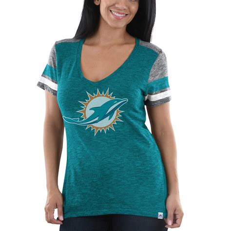 Majestic Miami Dolphins Women's Aqua/Heathered Gray Classic Moment T-Shirt