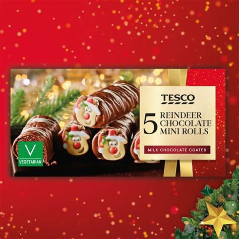 Tesco 5 Reindeer Chocolate Mini Rolls - Tesco Groceries