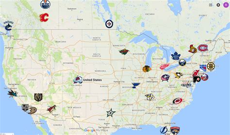 NHL Teams Map | Anaheim Ducks, Arizona Coyotes, Boston Bruins, Buffalo ...