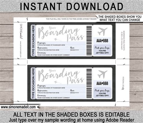 Printable Plane Ticket Template