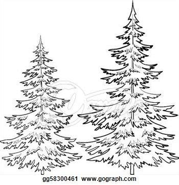 Stock Illustration - Fur-tree, contours. Clip Art gg58300461 | Tree ...