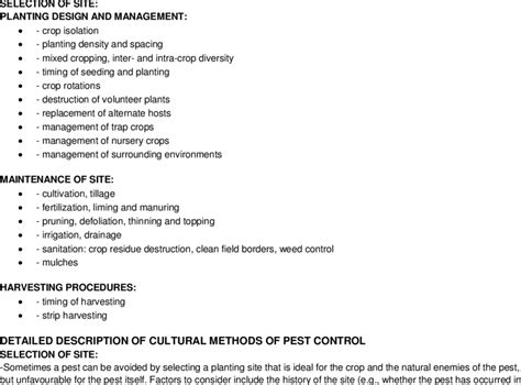 CULTURAL METHODS OF PEST CONTROL | Download Table