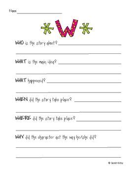 5 W Worksheet | Teaching reading, Reading classroom, School reading