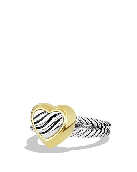 David Yurman Cable Heart Ring With Gold in Silver/Yellow Gold (Metallic ...