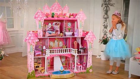 Girls Princess Pink Dollhouse Castle For Barbie Anna Elsa Dolls By KidKraft