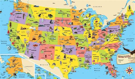 Best Places to Visit in USA | United states map, Tourist map, Wall maps