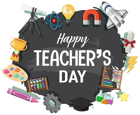 Premium Vector | Happy Teachers Day banner with school stuffs