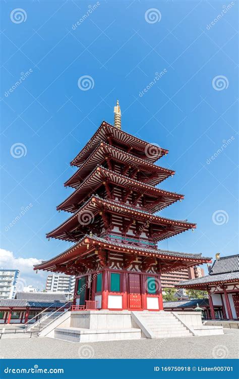 The Seven-building Garan, Buddhist Tower in Shitennoji Temple in Osaka ...