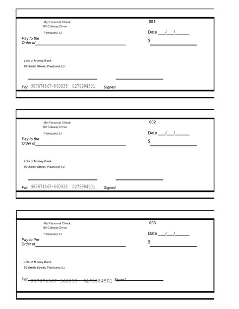 Front And Back Check Template