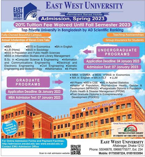 East West university Admission Circular 2024 | Eduresultbd