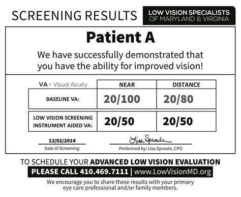 Low Vision Screening Results | Low vision, Vision loss, Macular ...