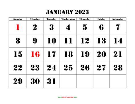 Free Printable Calendar January 2023 | 2023 Calendar