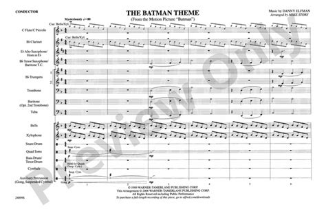 The Batman Theme (from Batman): Marching Band Conductor Score & Parts ...