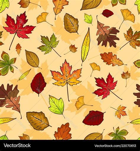 Autumn leaves seamless pattern wallpaper Vector Image