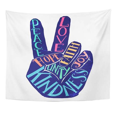 Peace Sign Creative Lettering Perfect Hand Silhouette Words Love Wall ...