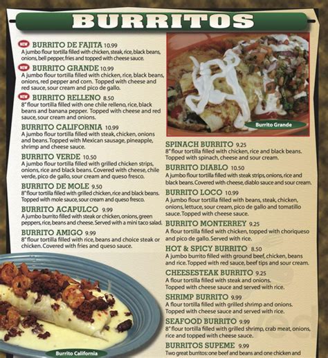 Acapulco Mexican Restaurant menu in Lebanon, Ohio, USA