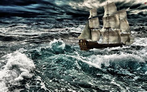 Storm, sailing vessel, sea - Ships wallpapers: 1920x1200