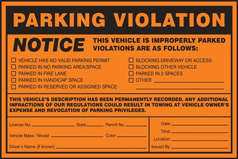 Parking Violation Notice Template