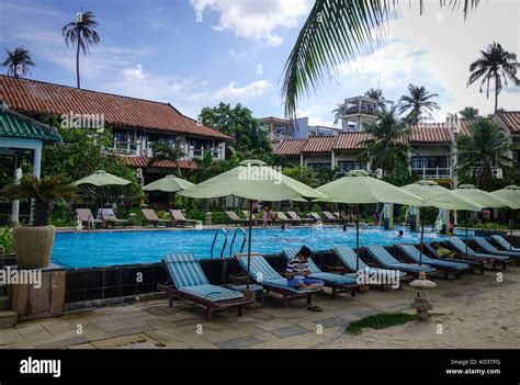 Phan Thiet, Vietnam - Jun 3, 2017. Swimming pool of luxury resort in ...