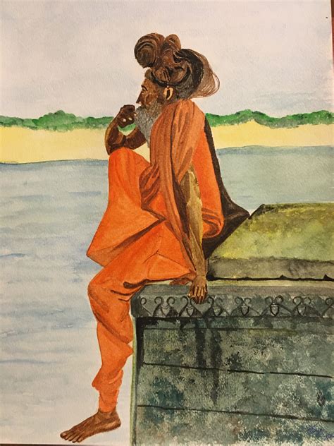 "Sadhu" | Painting, Watercolor, Watercolor paintings